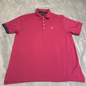 William Murray Polo Shirt Mens XL Hot Pink‎ Performance Golf Plaid Stretch READ